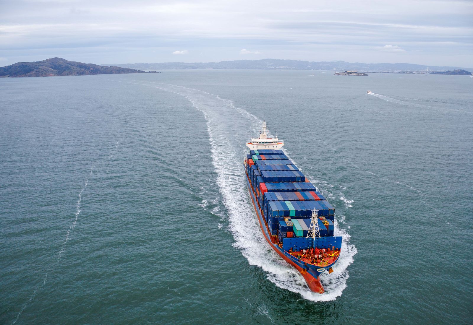 A container ship at sea