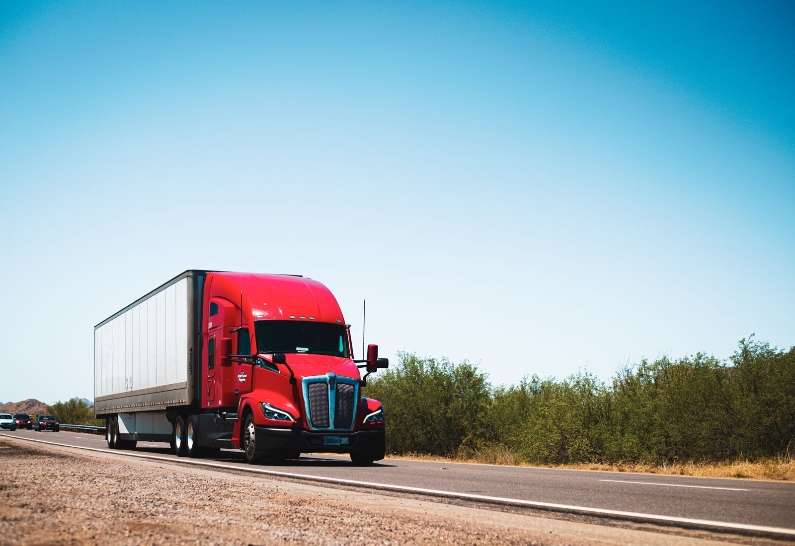 A freight truck on the open highway